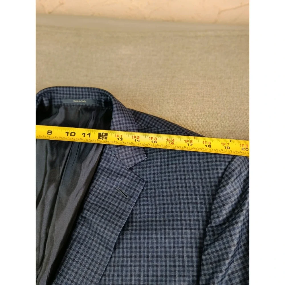 Ermenegildo Zegna Sport Coat Mens 52 Blue Gingham Wool Mila Italy
